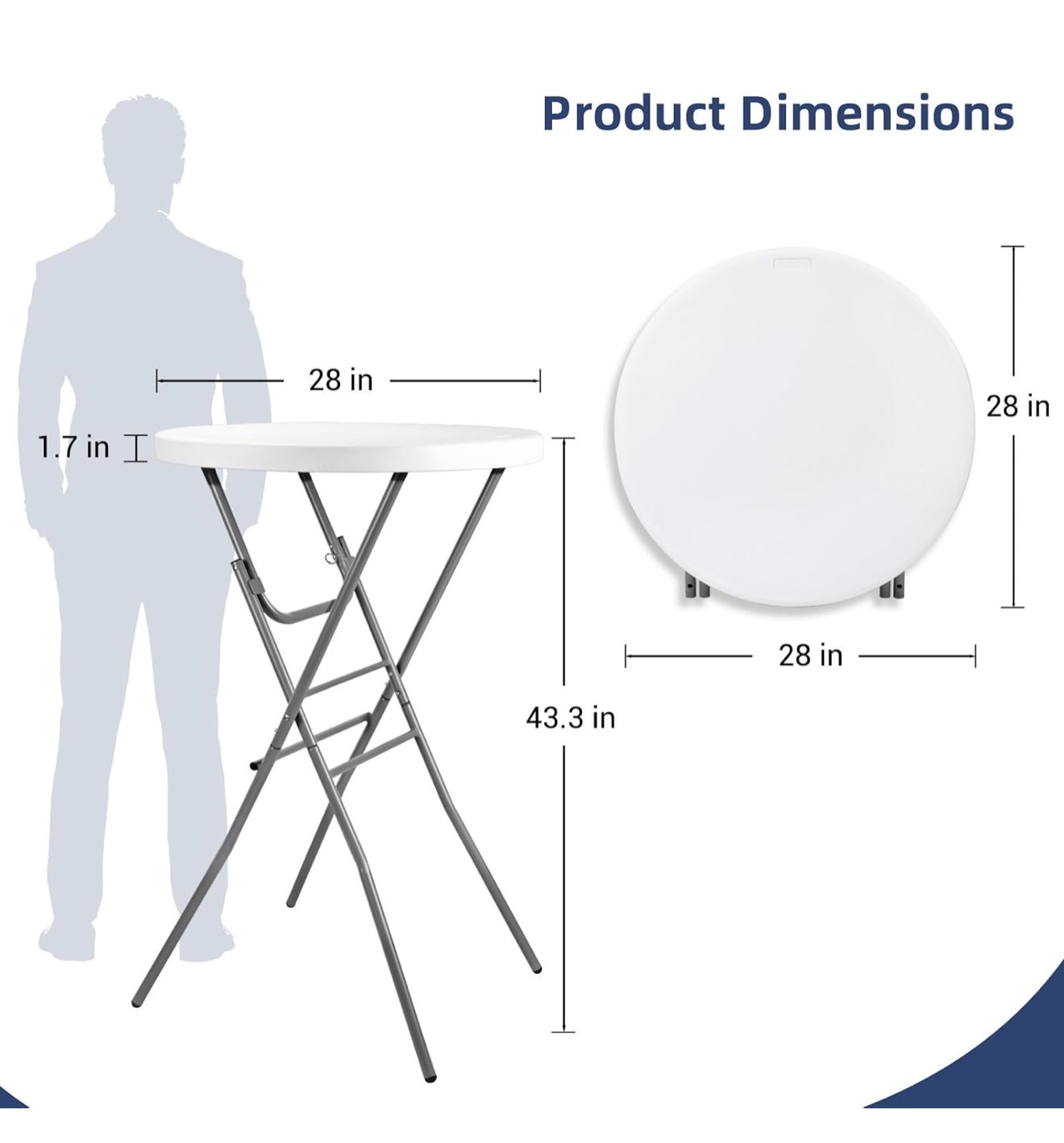 White Folding Cocktail Table
